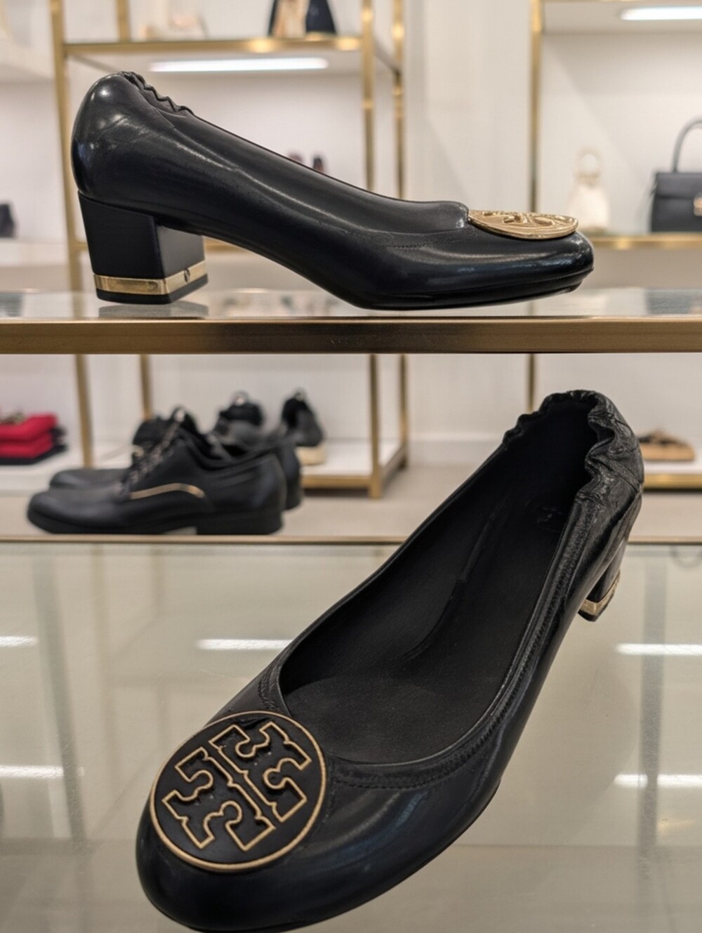 TORY BURCH Amy Black Patent Leather Slip On Pumps Sz 9 M